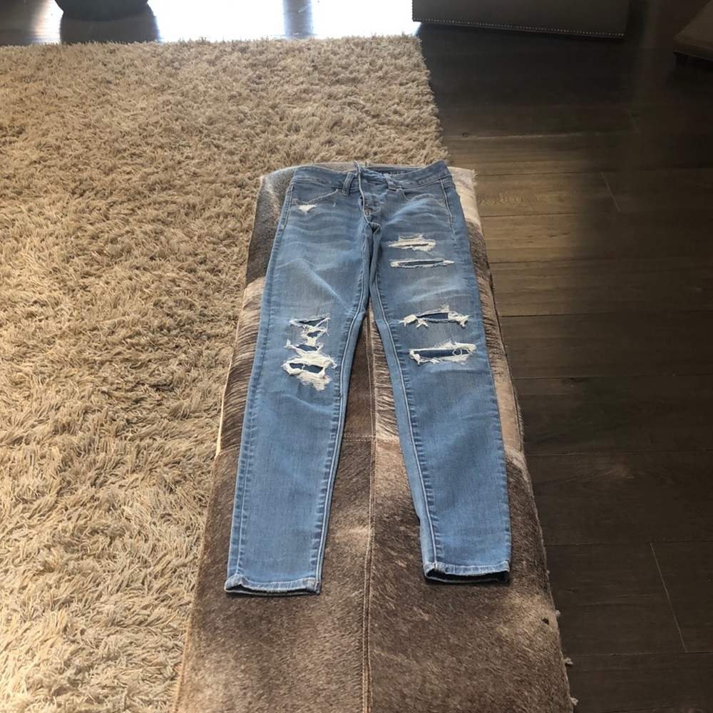 High rise blue jeggings American eagle double zero